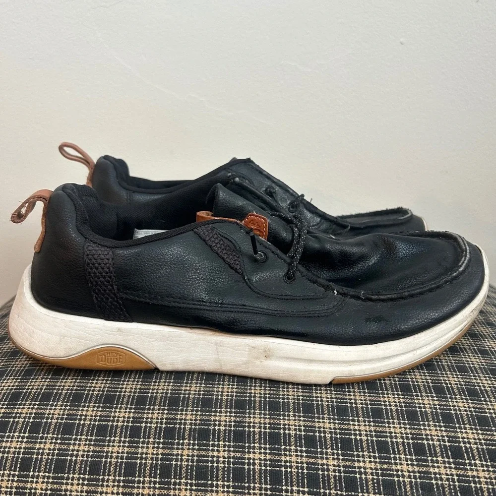 Hey‎ Dude Wally Comfort Slip On Black Leather Loafer Shoes Mens Size 10 M